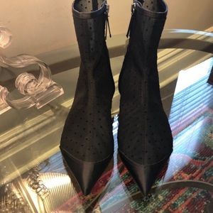 Zara Black Mesh Polka Dots Pointy Ankle Booties